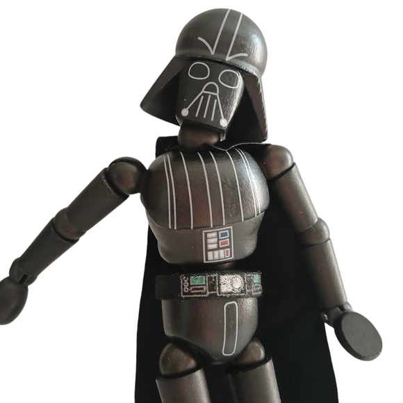 HTF Disney Galaxy's Edge Star Wars Wooden Darth Vader Bendable Toy Figurine - Picture 10 of 16